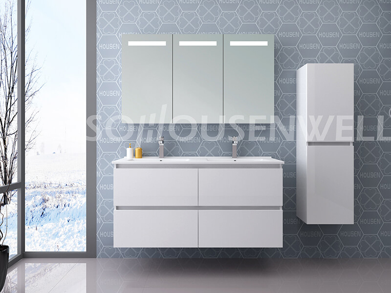 Melody-1200 Bathroom cabinet LED mirror cheap PVC wall hanging vanity bathroom wood cabinet